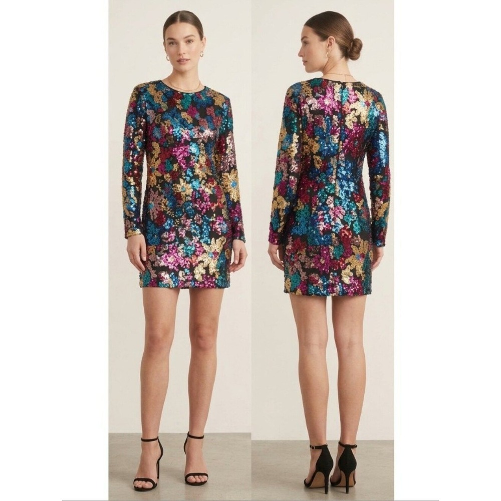 Boohoo Black Glit & Glam Festive Sparkly Multicolor Sequin Mini Dress 14
